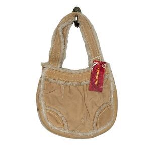 Mini Sherpa Bag Tan Union Bay Y2K Faux Suede Microfiber Top Handle Boho Festival